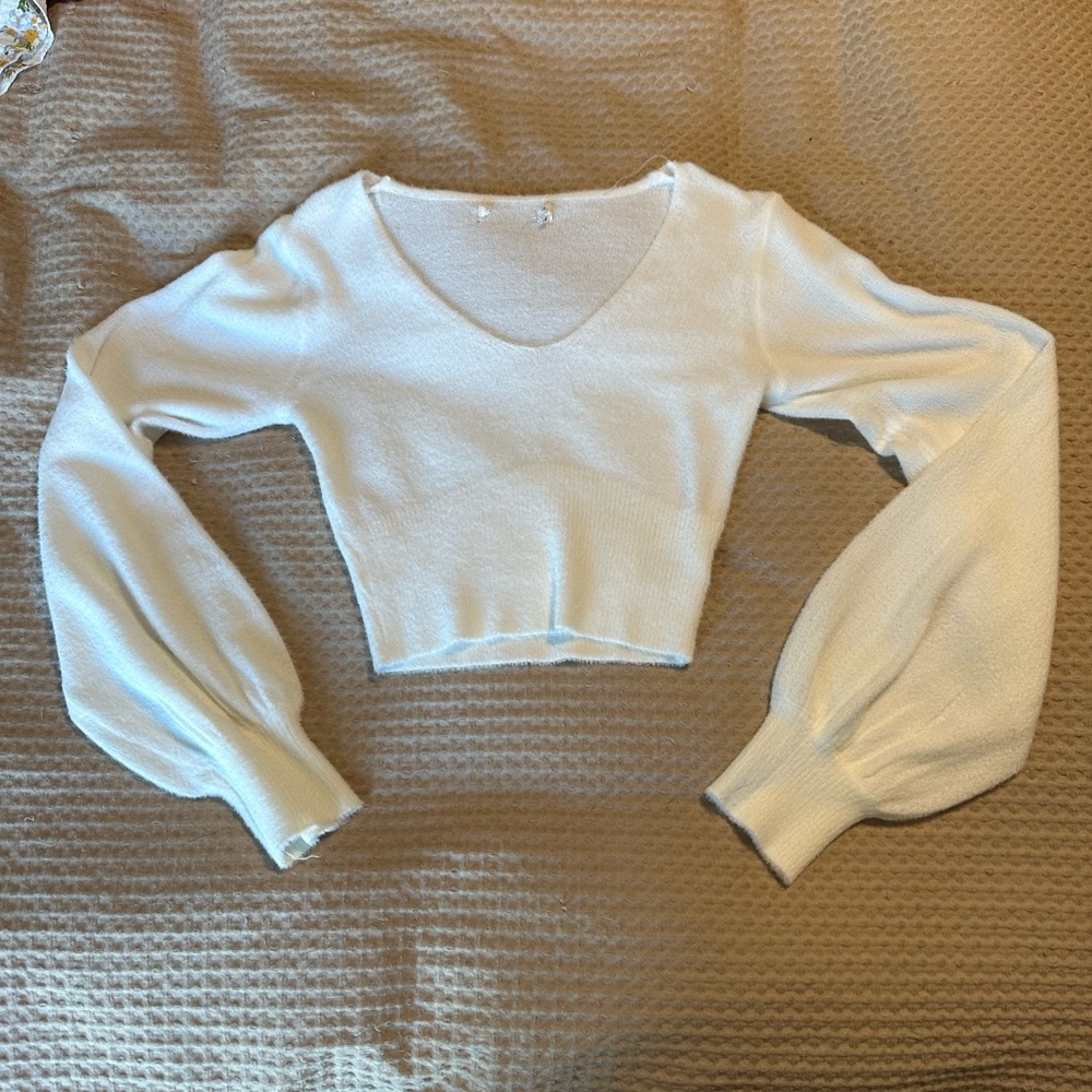 Never worn! Missing tag. Fuzzy white top